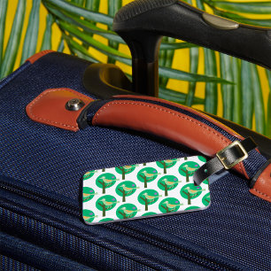 Green Bird and Tree Pattern Nature Inspired  Luggage Tag