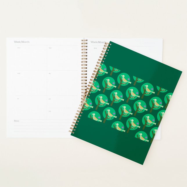 Green Bird and Tree Pattern Nature Inspired  Planner (Creator Uploaded)