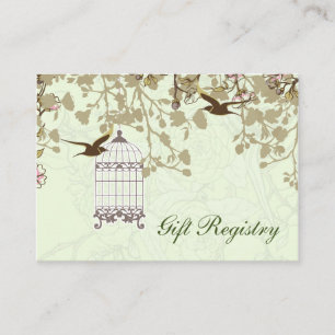 green bird cage, love birds Gift registry  Cards