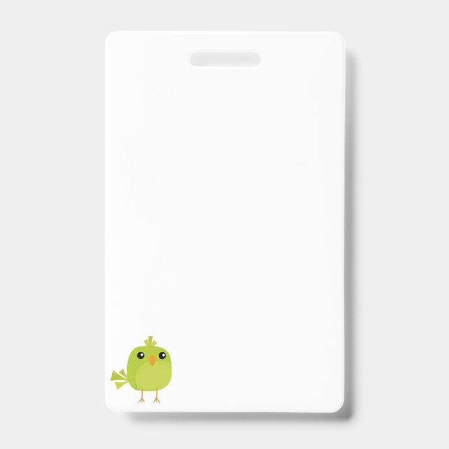 Green Bird Cartoon  Badge (Front)
