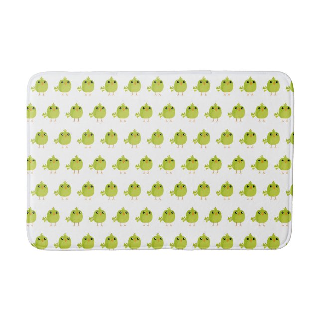 Green Bird Cartoon   Bath Mat (Front)