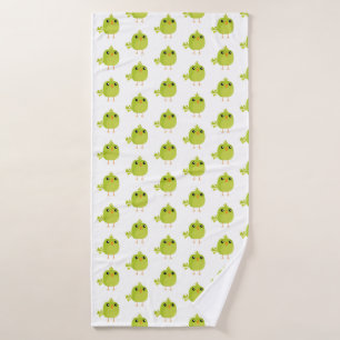 Green Bird Cartoon   Bath Towel