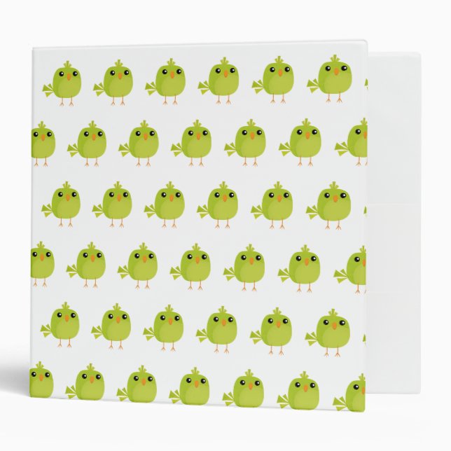 Green Bird Cartoon   Binder (Front/Inside)