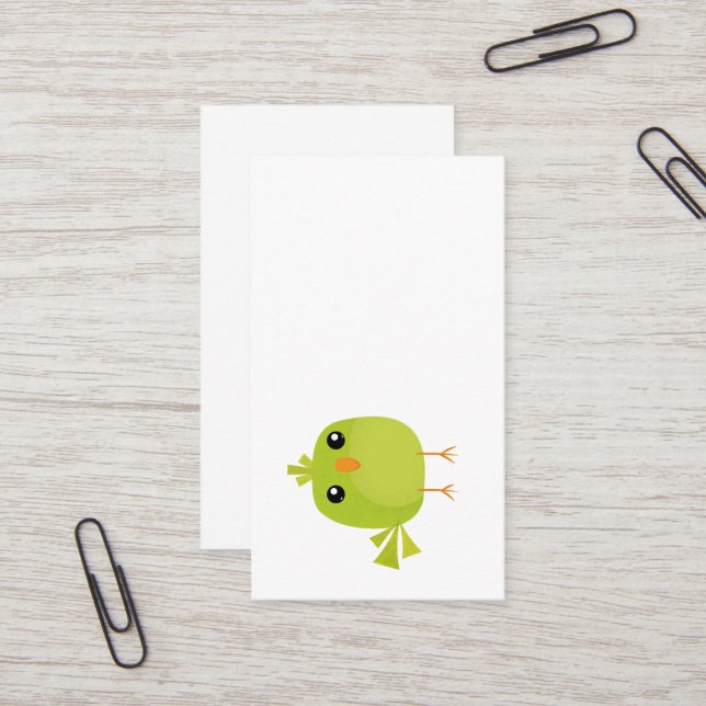 Green Bird Cartoon  Business Card (Front/Back In Situ)