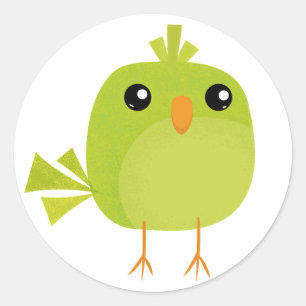 Green Bird Cartoon  Classic Round Sticker
