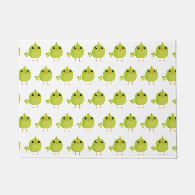 Green Bird Cartoon  Doormat (Front)