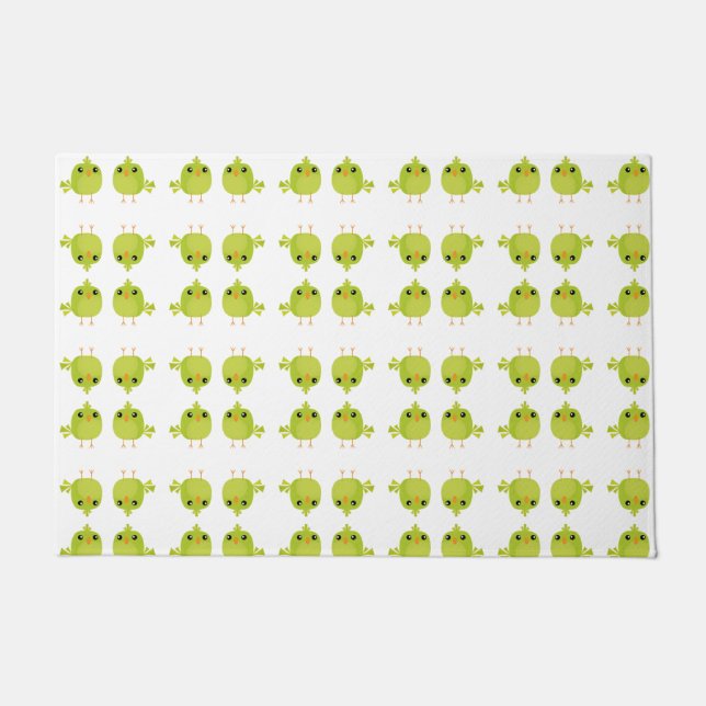 Green Bird Cartoon  Doormat (Front)
