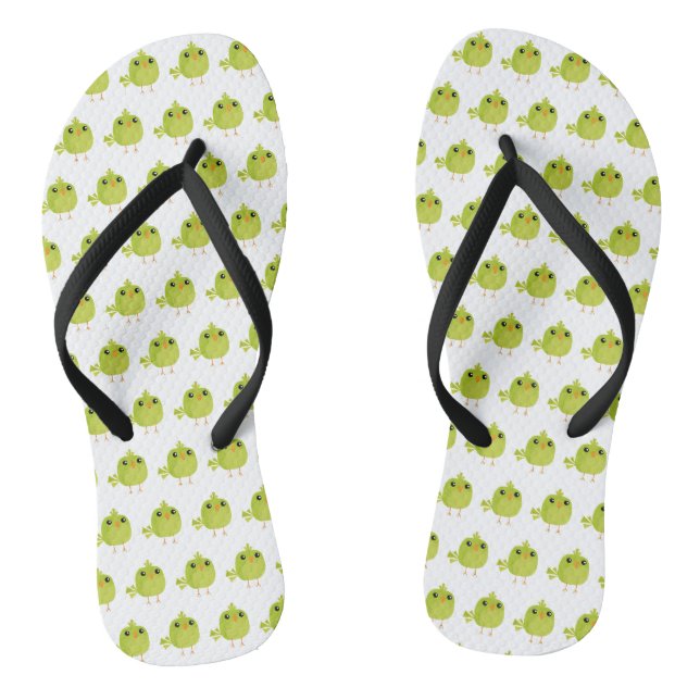 Green Bird Cartoon  Flip Flops (Footbed)