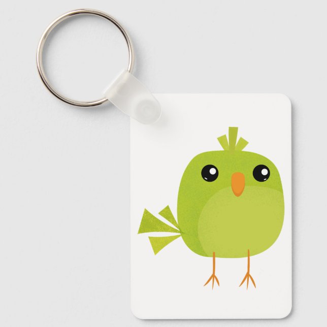 Green Bird Cartoon   Keychain (Front)