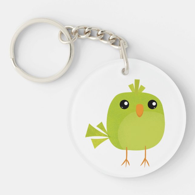 Green Bird Cartoon   Keychain (Front)