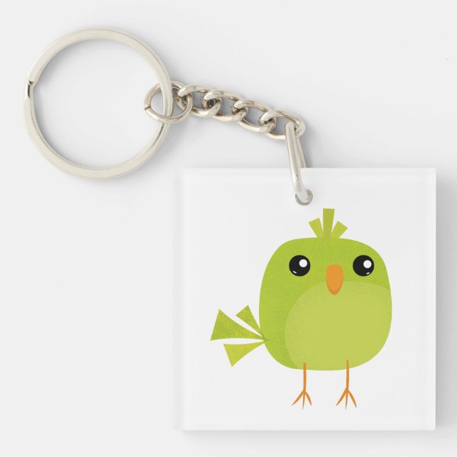 Green Bird Cartoon   Keychain (Front)