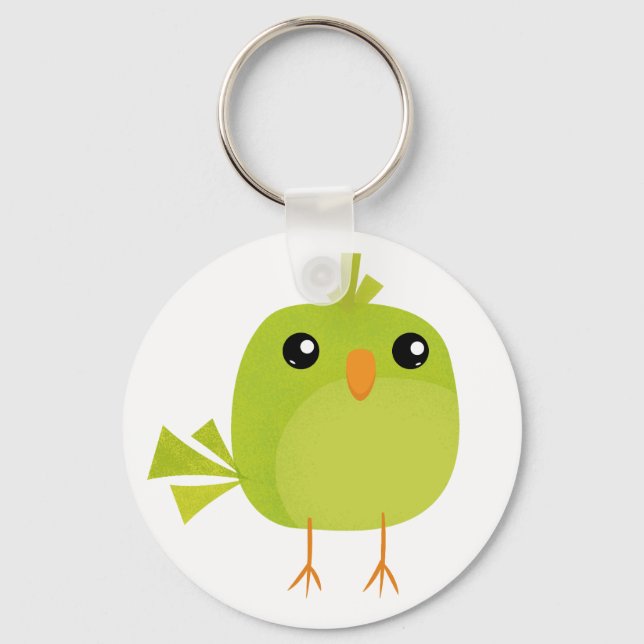 Green Bird Cartoon  Keychain (Front)