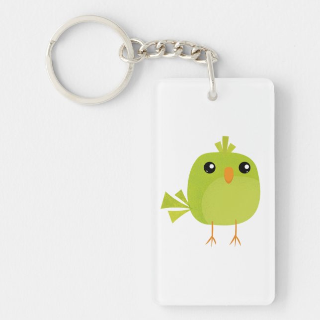 Green Bird Cartoon   Keychain (Front)