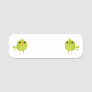 Green Bird Cartoon   Name Tag