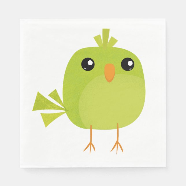 Green Bird Cartoon   Napkin (Front)