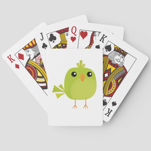 Green Bird Cartoon Playing Cards (Back)