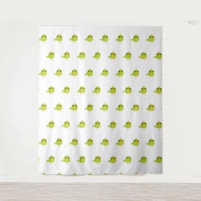 Green Bird Cartoon   Tapestry (Front)