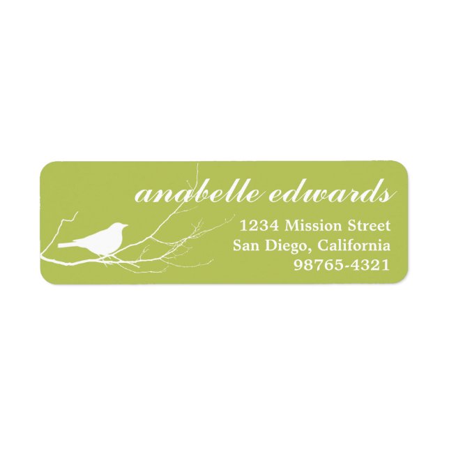 Green bird on branch modern custom return address (Front)