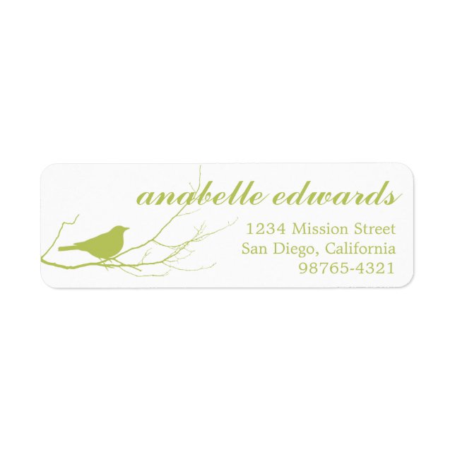Green bird on branch modern custom return address (Front)
