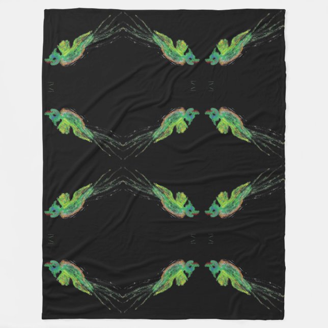 green bird painting blanket (Front)