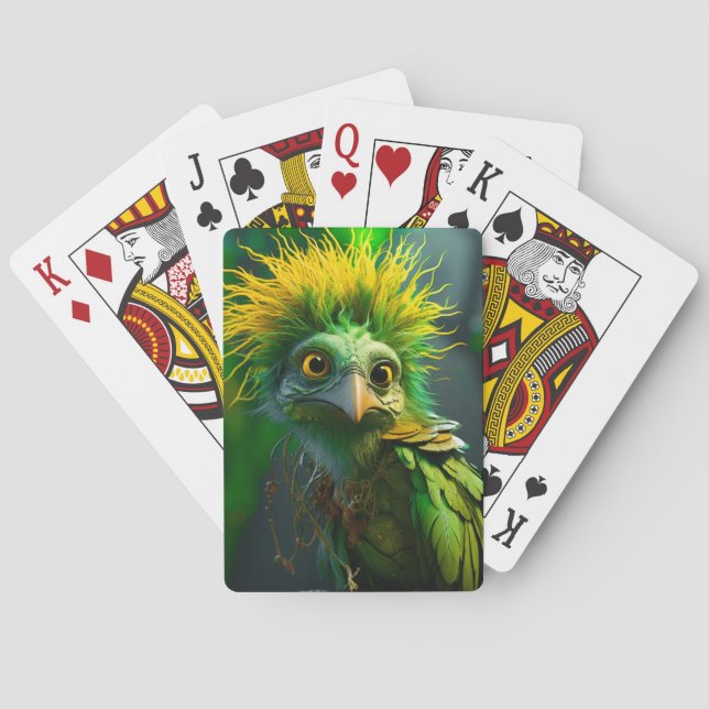 Green Bird Playing Cards (Back)