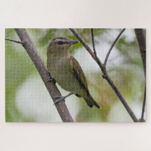 Green Bird, Red-Eyed Vireo, Canadian Photography Jigsaw Puzzle