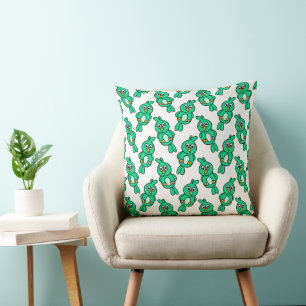 Green Bird Repeat Cute Quirky Pattern Art Throw Pillow