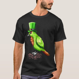 Green Bird With Leprechaun Hat On St Patricks Day T-Shirt