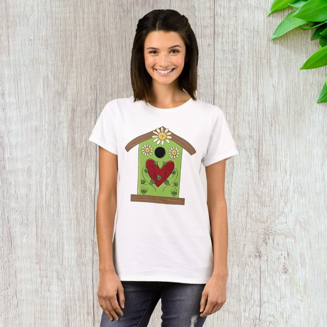 Green Birdhouse with Heart and Daisies  T-Shirt (Creator Uploaded)