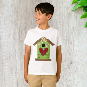 Green Birdhouse with Heart and Daisies  T-Shirt