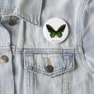 Green Birdwing Butterfly 2 Inch Round Button