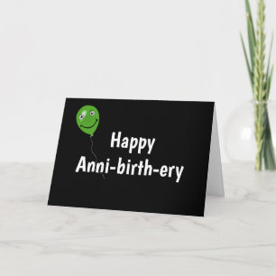 Green Birthday Balloon On Black Card