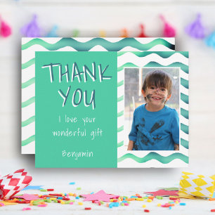 Green Birthday Thank you Kids Photo Postcard