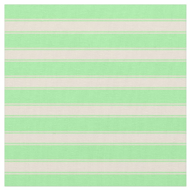 Green & Bisque Lined/Striped Pattern Fabric (Close Up)