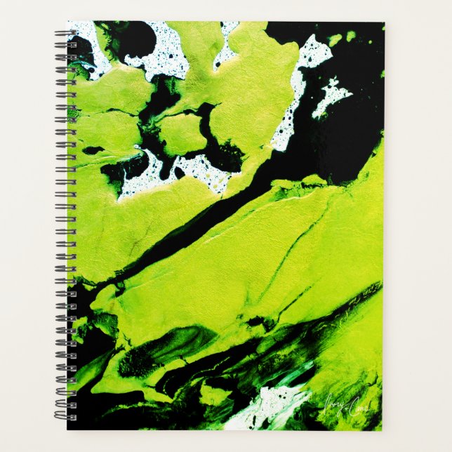 Green & Black Abstract Large Monthly Planner (Front)
