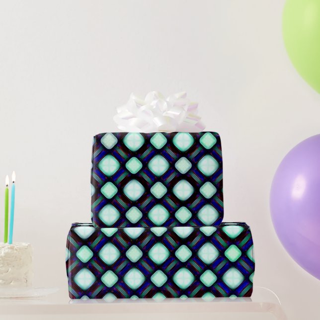 Green Black Abstract Modern Geometric Pattern Wrapping Paper (Party Gifts)
