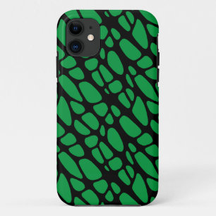 Green Black Abstract Organic Skin Pattern iPhone 11 Case