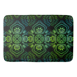 Green, Black and Blue Bohemian Bath Mat