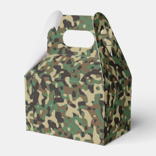 Green, black and brown camouflage pattern favor box