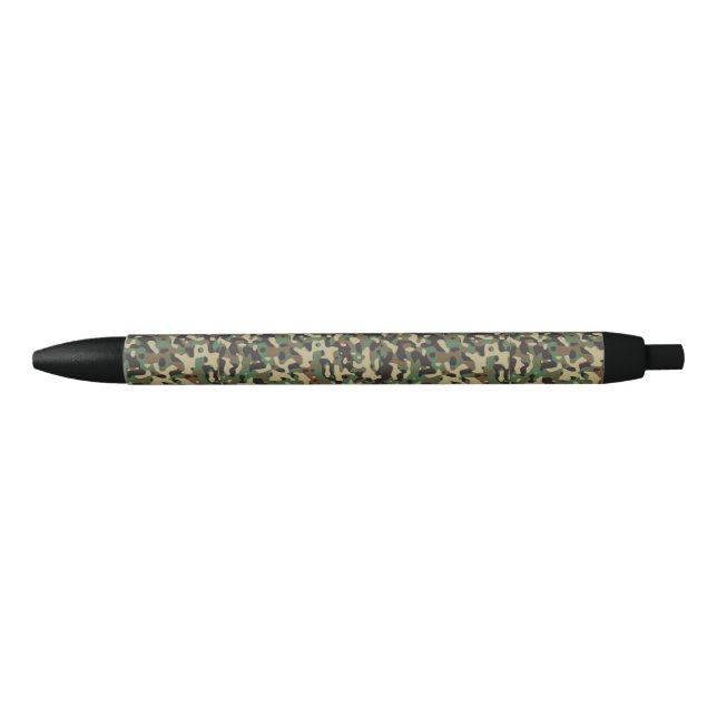 Green, black and brown camouflage pattern ink pen (Front)