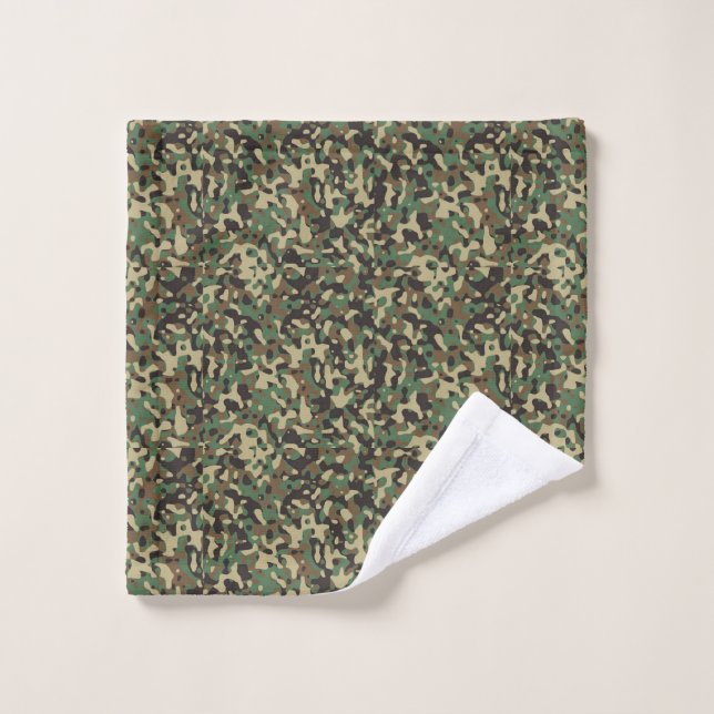Green, black and brown camouflage pattern wash cloth (Wash Cloth)