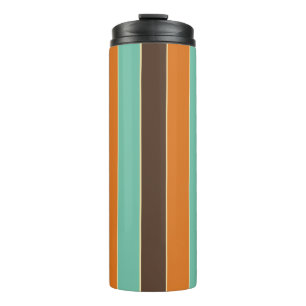 Green, black and orange stripes pattern thermal tumbler