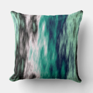 Green, black and white abstract throw pillow