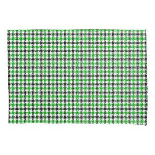 Green Black and White Gingham Check Pillowcase