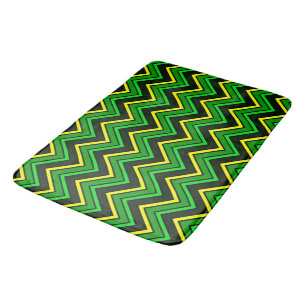 Green, black and yellow chevron zigzag bath mat