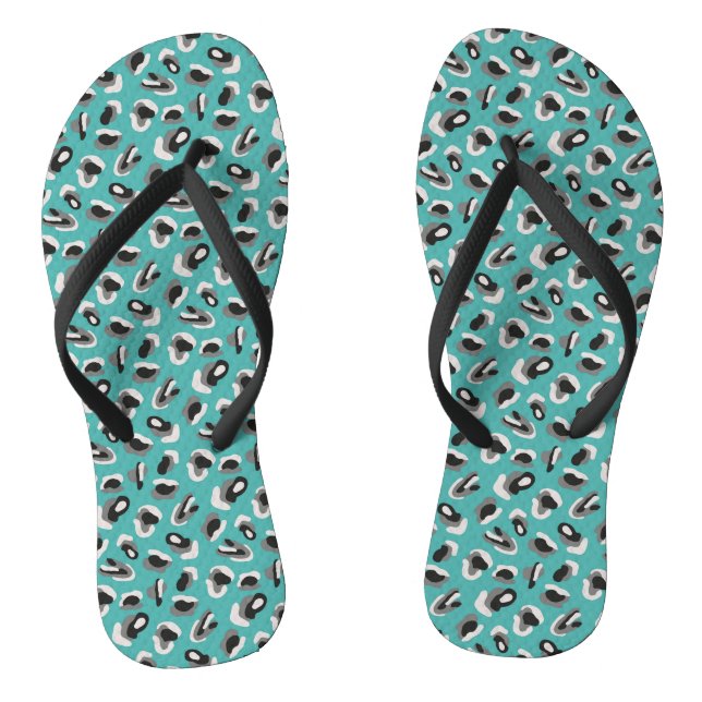 Green & Black Animal print Flip Flops (Footbed)