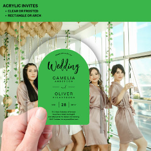 Green Black Arch Acrylic Wedding Invites Modern Acrylic Invitations