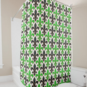 Green Black Baroque Fleur-de-lis Pattern Design