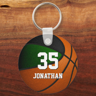 green black basketball team colours boys girls keychain