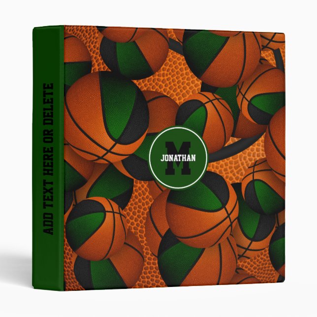 green black basketball team colours sports pattern binder (Front/Spine)